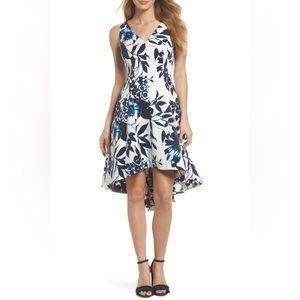 NWT Eliza J High/Low Hem Floral Dress - Navy/Ivory - Size 8